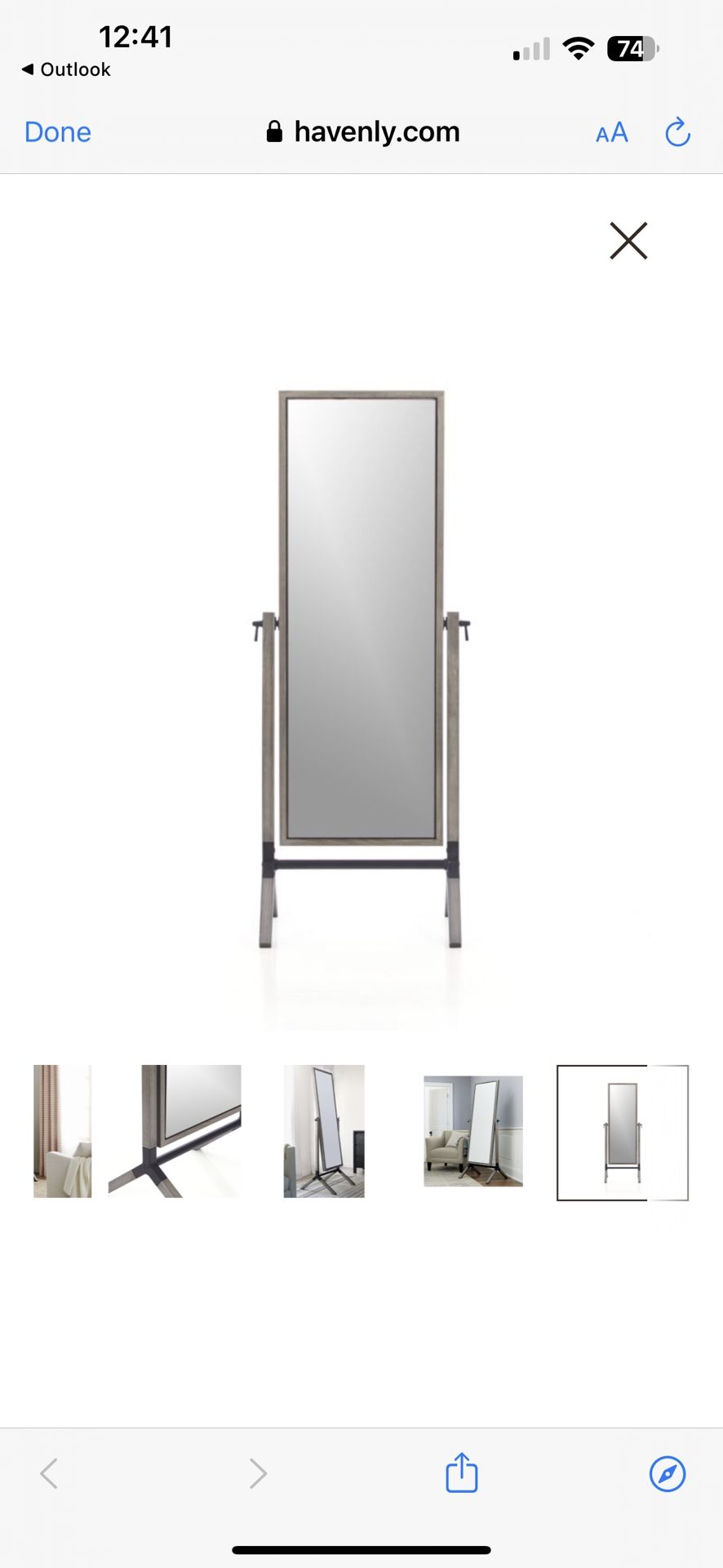 CRATE AND BARREL Malvern Cheval Floor Mirror