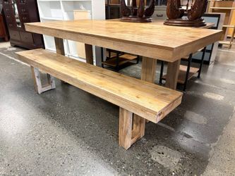 COASTER Light Wood Rustic Rectangular Dining Table & Bench (Set of 2)