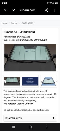 Subaru sunshield