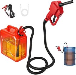 new Portable Fuel Transfer Pump with Auto-Stop & Hand Nozzle, 80'' Pumping lift,fit different gas barrel sizes and depths, no adapters needed,3.8GMP, 