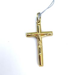 18Kt Yellow Gold Hollow Rounded Jesus Cross Pendant 2.30g I-1348