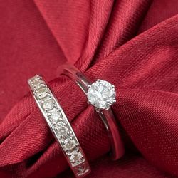 Gorgeous Diamond Bridal Set in Sterling Silver Size 5
