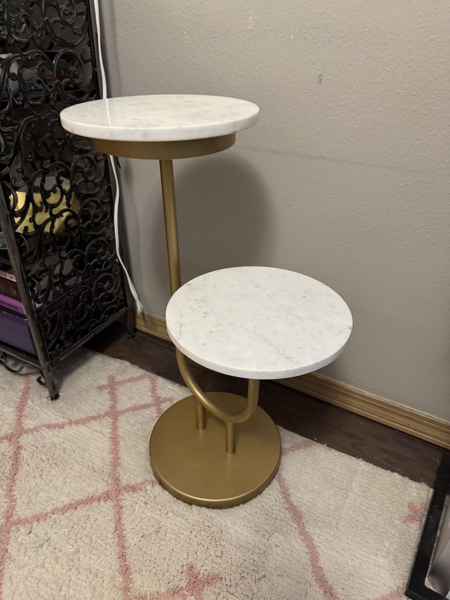 2 Tier End Table (Marble/Gold)