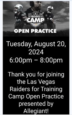 Raiders Open Practice All Four Tickets $40 For All OBO