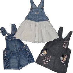OshKosh Overall Dress Jordache & Junior Minnie Toddler 4T/6 Kids Girls