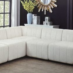 White Microfiber Modern Style Modular Sectional Couch 