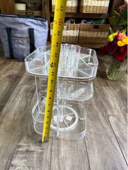 New Never Used BINO Clear Acrylic 360 Rotating Makeup / Stuff Organizer