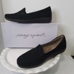 Womens Easy Spirit Black Suede Slip-on Loafers Size 9 W