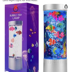 𝐍𝐞𝐰 Fish Lamp, Fake Fish Tank with Aquarium Night Light, Kids Friendly Bubble Fish Lamp to Light Up Your Life Like a Lava Lamp with Moving