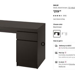 IKEA MALM desk now $100！