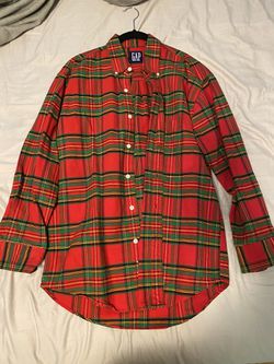 Gap Red Plaid Flannel Shirt Size Small