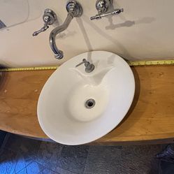 72” wood countertop and bowl sinks