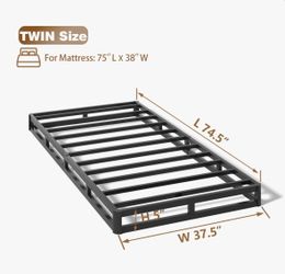 Alwyn Home Twin Size 5” High Metal Box Spring Heavy Duty Mattress Foundation w/ Fabric Cover - Brand New in Box