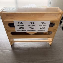 Bamboo spice rack and wrap organizer with paper towel holder