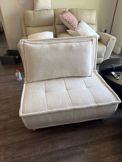 White Convertible Floor Chair / Sleeper Chair