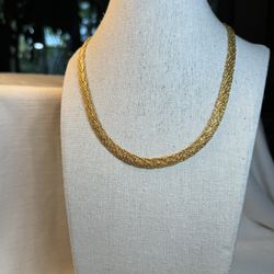 Monet Gold Tone Thick Multi Textured Woven Chain Necklace