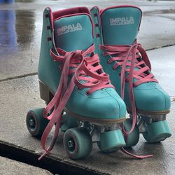 Impala Quad Roller Skates Womens Size 8 Aqua Green Pink