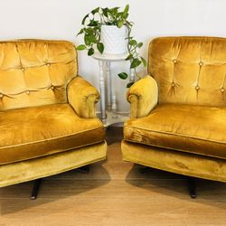 Vintage Ethan Allen Velvet Swivel Chair 