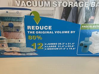 Vacuum Storage Bags with Electric Air Pump, 12 Pack