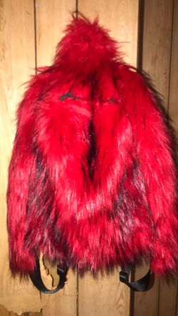 Designer Plush Bag Red Fur 