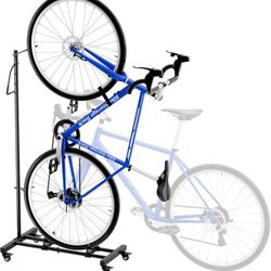 Vertical Bike Parking Stand - Adjustable Height for 29"Wheels, Space-Saving & Freestanding Bike Rack for MTB/Road Bikes,No-Drill