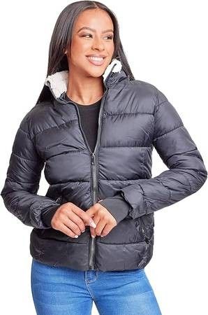 NEW SZ Small Women Junior Full Length Puffer Insulated Winter Snow Jacket Collar & Detachable Sherpa Hood