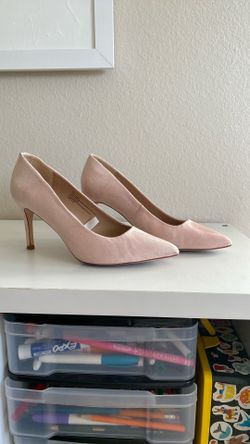 Petal Pink Suede Heels, 8W