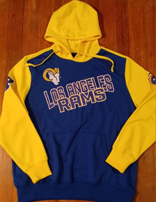 Men's Size Xlarge Los Angeles Rams Hoodie Kangaroo Pocket Yellow Blue Starter