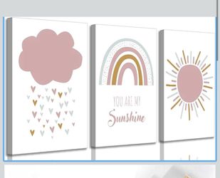 New set of nursery pictures canvas images prints rainbow kids 12x16