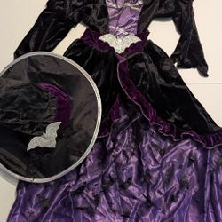 Purple Kids Witch Costume, Size Small