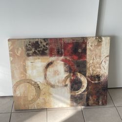 31.5x24 wall abstract canvas painting print in beige, gold , brown and red