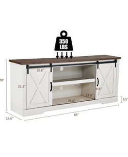 ✨(NEW)✨ 66” Farmhouse TV Stand with Sliding Barn Doors