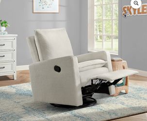 Soho Baby Coventry Upholstered Glider Recliner Rocking Chair 360° Swivel for Nursery and Living Room - Boucle White