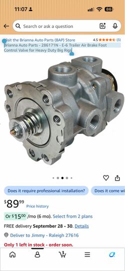 Brianna Auto Parts - 286171N - E-6 Trailer Air Brake Foot Control Valve for Heavy Duty Big Rigs It brand new (contact info removed)
