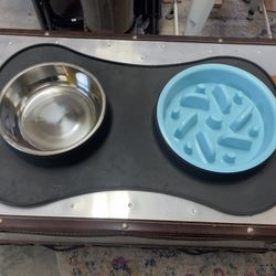Slow Feeder Dog Bowls 3 in 1 Stainless Steel Dog Food and Water Bowls with Non-Spill Non-Skid Silicone Mat to Slow Down Eating for Large Medium Small 