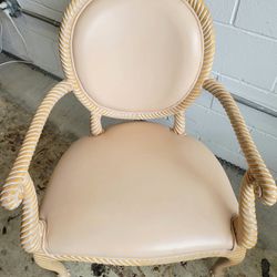 Hollywood Regency Style Carved Rope Arm Chairs