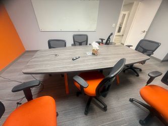 8’ Modern Commercial Conference Table, Gray Wood Finish, Excellent Condition