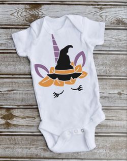 Halloween unicorn onesie can be made into a shirt for bigger kid as well