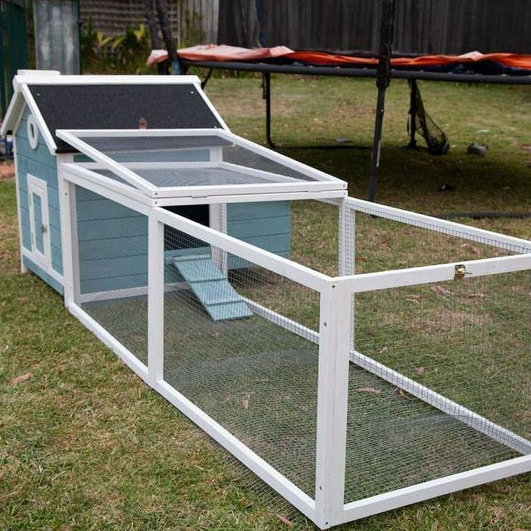 Garden Window Wooden Chicken Coop Rabbit Hutch Cage with Run and Nesting Box