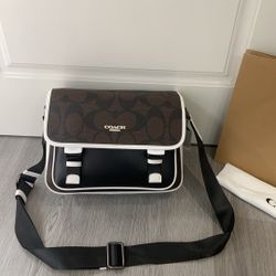 COACH Men's Classic Logo Monogram RACER Crossbody Flap Shoulder Bag Casual Messenger Bag