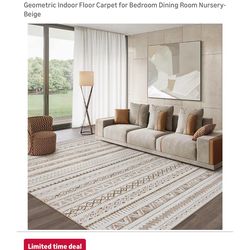 Modern indoor beige 5 x 7 area rug with anti-slipped backing