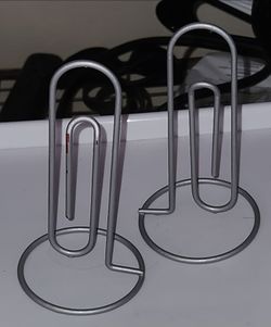 X2 VINTAGE JUMBO XL METAL INDUSTRIAL LETTER PAPER NOTE PICTURE PAPERCLIP HOLDER DESK TABLE DECOR DISPLAY SET