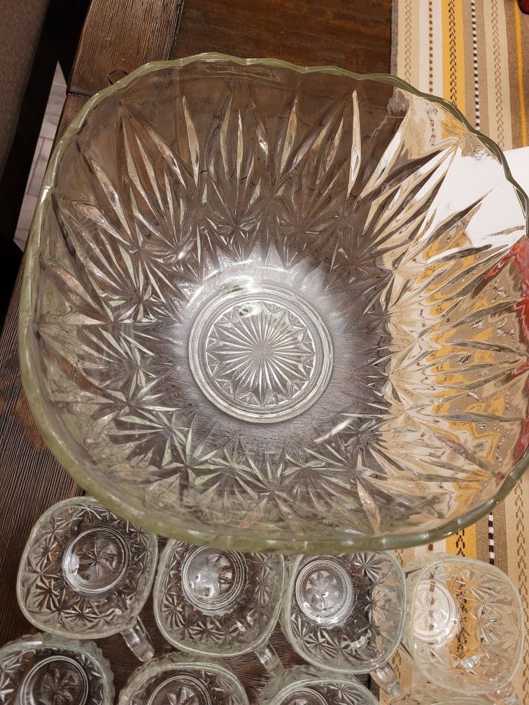 Ponchera De Vidrio Con 12 Tazas