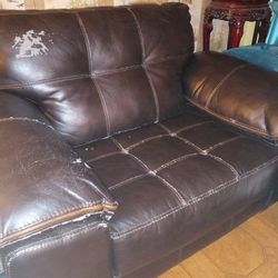 Brown Oversized Leather Chair- Has Peelings But Good