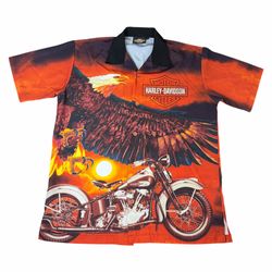 Vintage Harley-Davidson Biker Eagle Button Down Shirt Adult Size Small Oversized