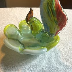 Murano Rooster On Flower 