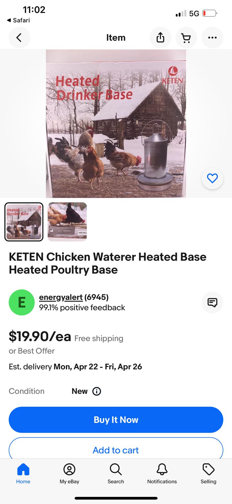 Chicken Water Feeder Heaters. 2 For 15$