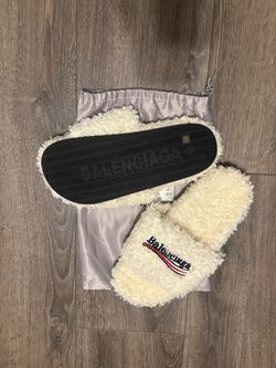 White balenciaga slides
