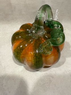 Blown Glass Mini Pumpkin Orange Decor