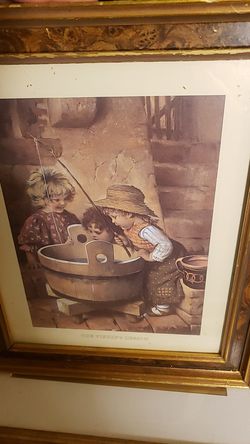 Vintage print "THE FISHING LESSON"